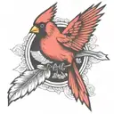A single Cardinal flying tattoo design idea