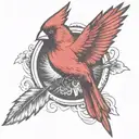 A single Cardinal flying tattoo design idea