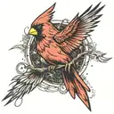 A single Cardinal flying tattoo design idea