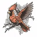 A single Cardinal flying tattoo design idea