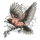 A single Cardinal flying tattoo design idea