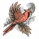 A single Cardinal flying tattoo design idea