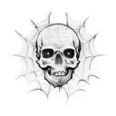vampire skull with spider webs tattoo design idea
