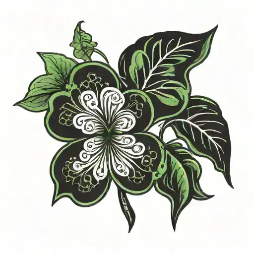 4 leaf clover with JGR on leafs growing  tattoo design idea