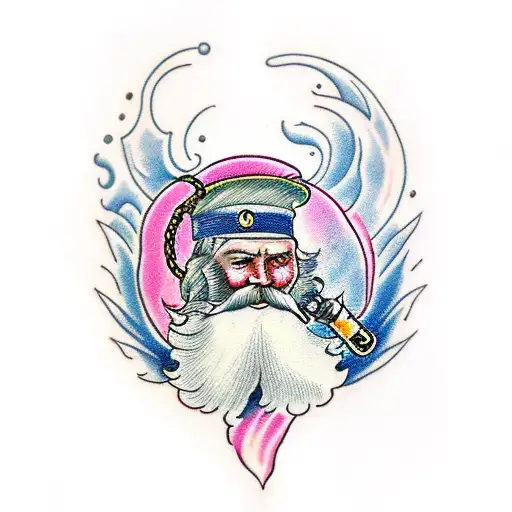 Sea captain with a smoke pipe tattoo design idea