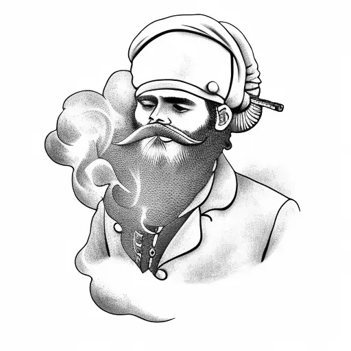 Sea captain with a smoke pipe tattoo design idea