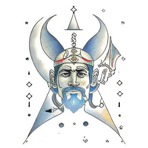 creative ancient Mesopotamian & art on technology, enlightenment & spirituality tattoo design idea