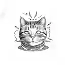 cat smoking a joint tattoo design idea