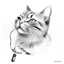 cat smoking a joint tattoo design idea