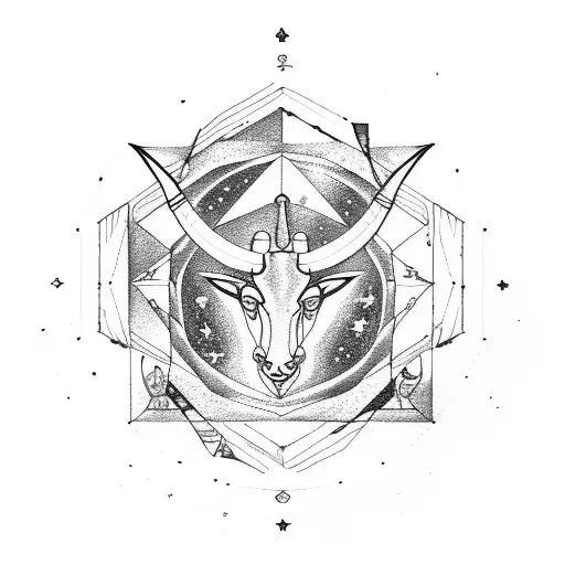 capricorn zodiac sign with astral sagittarius constellation tattoo design idea