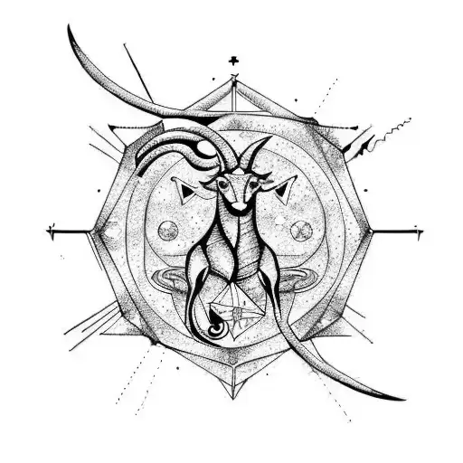 capricorn zodiac sign with astral sagittarius constellation tattoo design idea