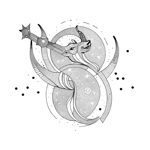 capricorn sign with sagittarius constellation tattoo design idea