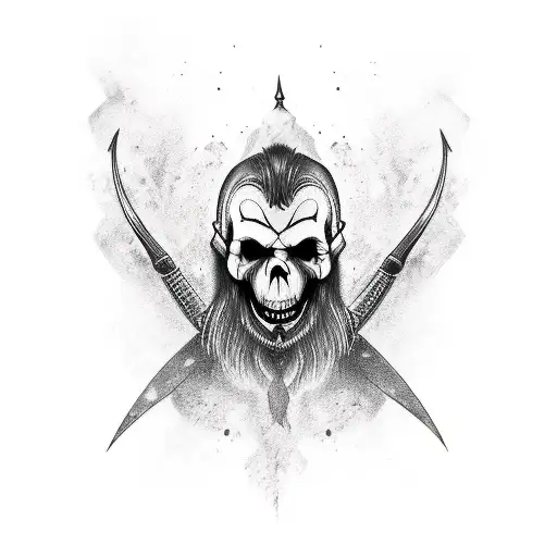 vampire skull Viking shoot in face  tattoo design idea