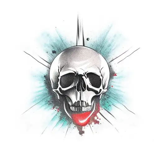 vampire skull fighting a skull  tattoo design idea