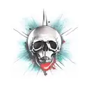 vampire skull fighting a skull  tattoo design idea