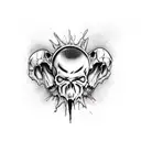 vampire skull fighting a skull  tattoo design idea