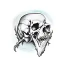 vampire skull fighting a skull  tattoo design idea