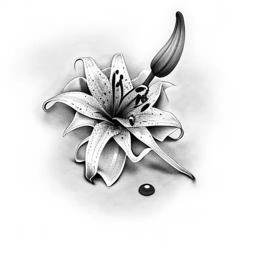 Premium Photo | Minimalist Black And White Lily Tattoo On White Background