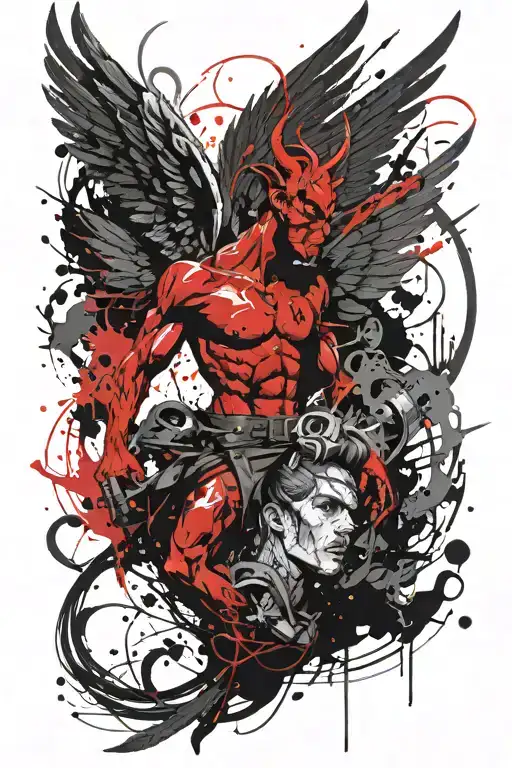 sagitarius with devil wings flying tattoo design idea