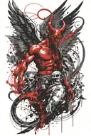 sagitarius ready for war with devil wings tattoo design idea