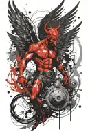 sagitarius ready for war with devil wings tattoo design idea