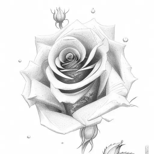 Dotwork "Rose With Name Mariel" Tattoo Idea BlackInk AI