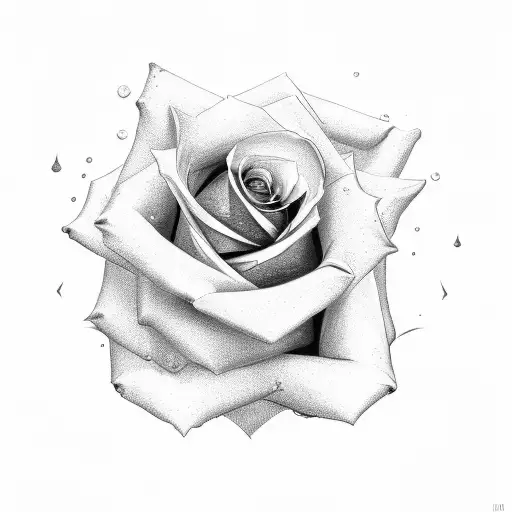 Dotwork "Rose With Name Mariel" Tattoo Idea BlackInk AI