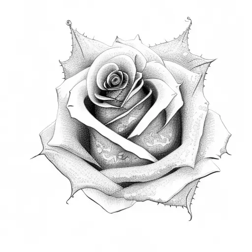 Dotwork "Rose With Name Mariel" Tattoo Idea BlackInk AI