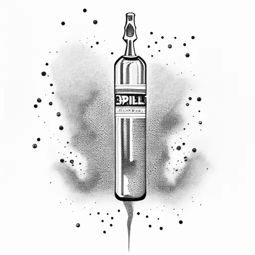 Pill bottle and champagne cheers tattoo design idea