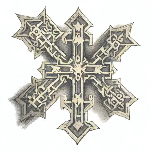 Jerusalem cross with the Five Solas tattoo design idea