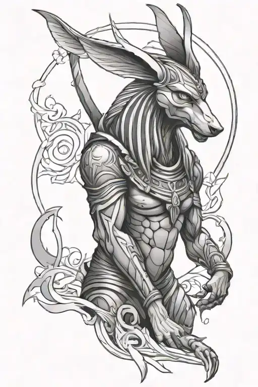 Anubis surrounded tattoo design idea