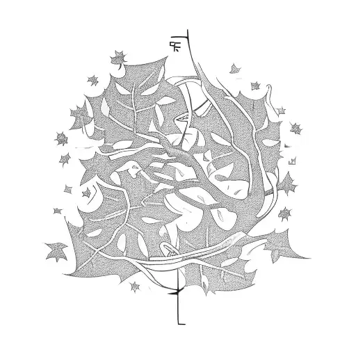 A Nintendo controller entwined with branches and leaves, with stars scattered around tattoo design idea