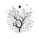 A Nintendo controller entwined with branches and leaves, with stars scattered around tattoo design idea