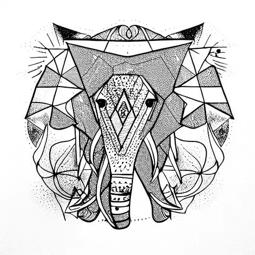 elephant within stars tattoo design idea