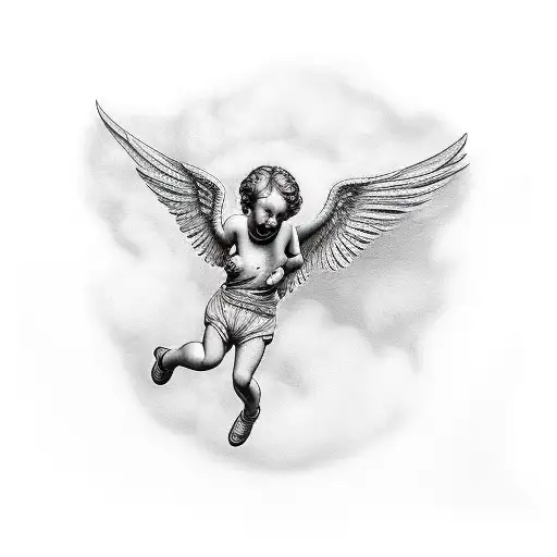 two cherubs flying around tattoo design idea