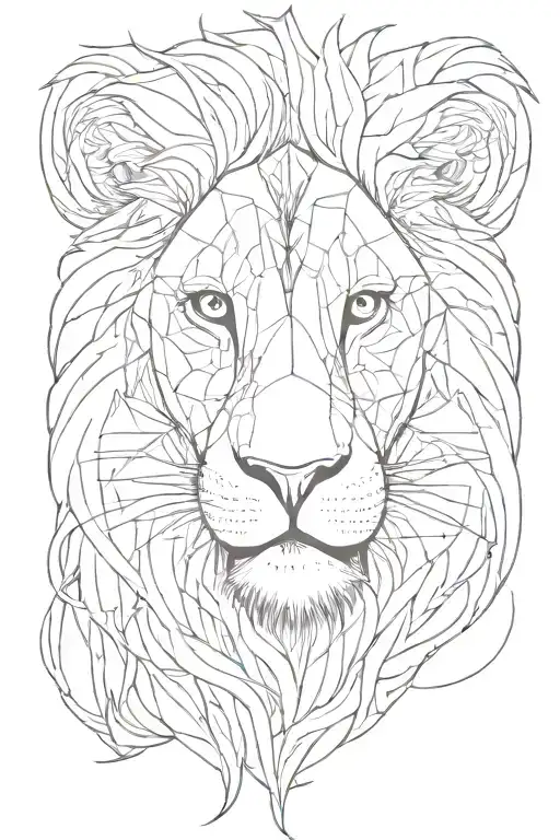 line work lion tattoo design idea