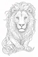 line work lion tattoo design idea