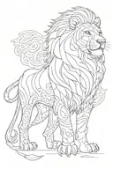 line work lion tattoo design idea