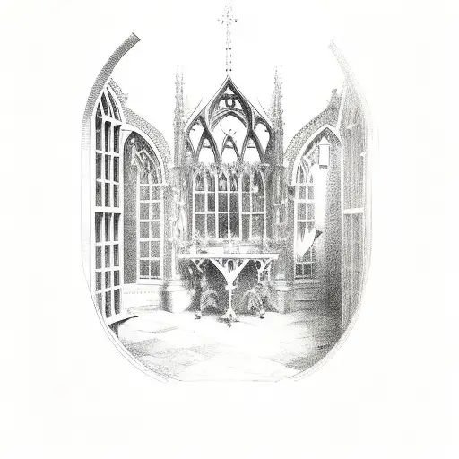 Victorian gothic window tattoo design idea