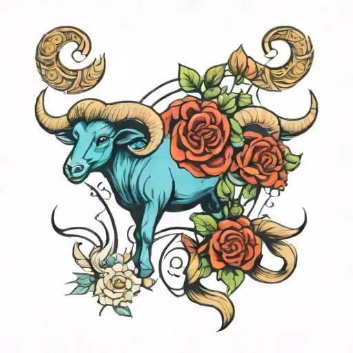 aries, taurus and gemini sign tattoo design idea