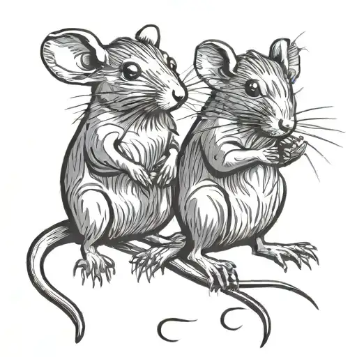 two rats stand on their hind legs and sniff each other  tattoo design idea