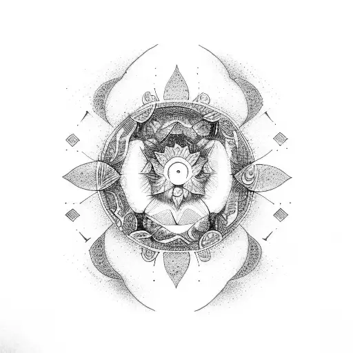 half moon hecate mandala tattoo design idea