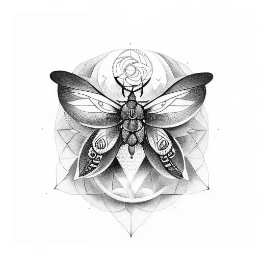 half moon hecate moth tattoo design idea
