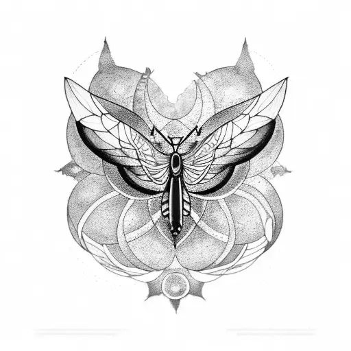 half moon hecate moth mandala tattoo design idea