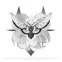 half moon hecate moth mandala tattoo design idea