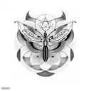 half moon hecate moth mandala tattoo design idea