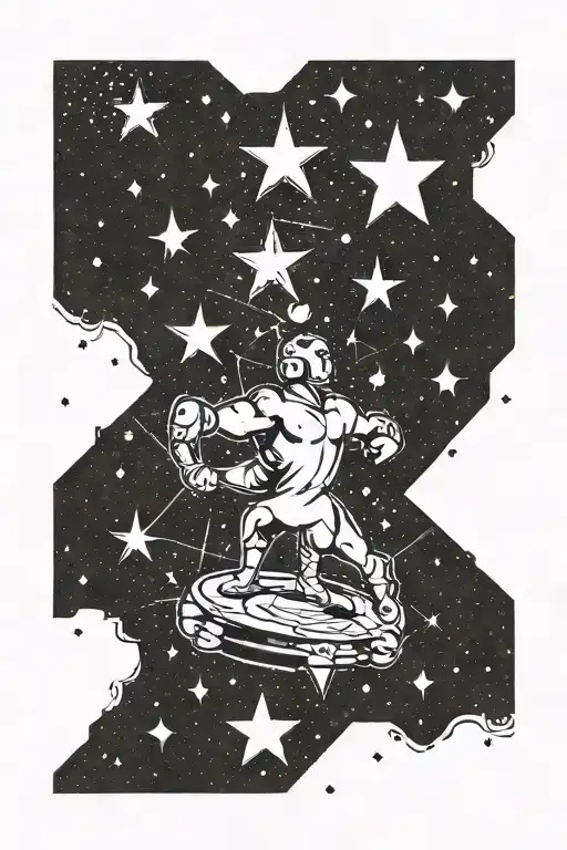 A constellation of stars forming a powerlifting logo tattoo design idea