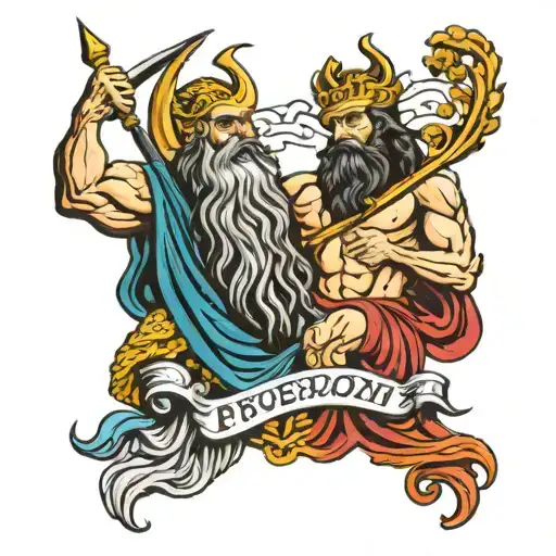 zeus y poseidon tattoo design idea