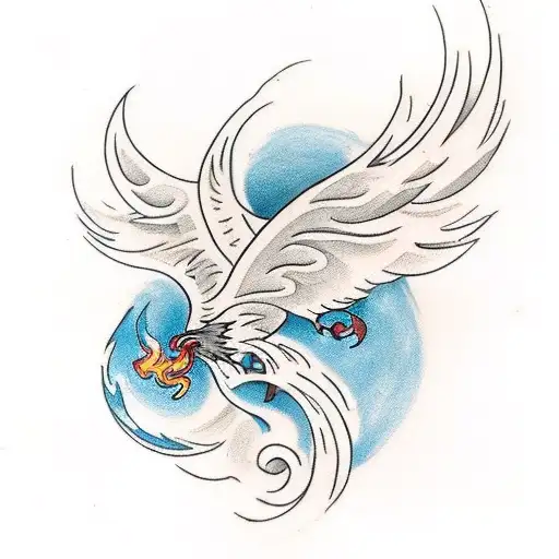 Design a traditional tattoo featuring a fiery phoenix made of wooden planks, symbolizing the client's passion for woodworking and art tattoo design idea