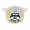 A minimalist silhouette of Darth Vader surrounded by a constellation of stars and planets tattoo design idea